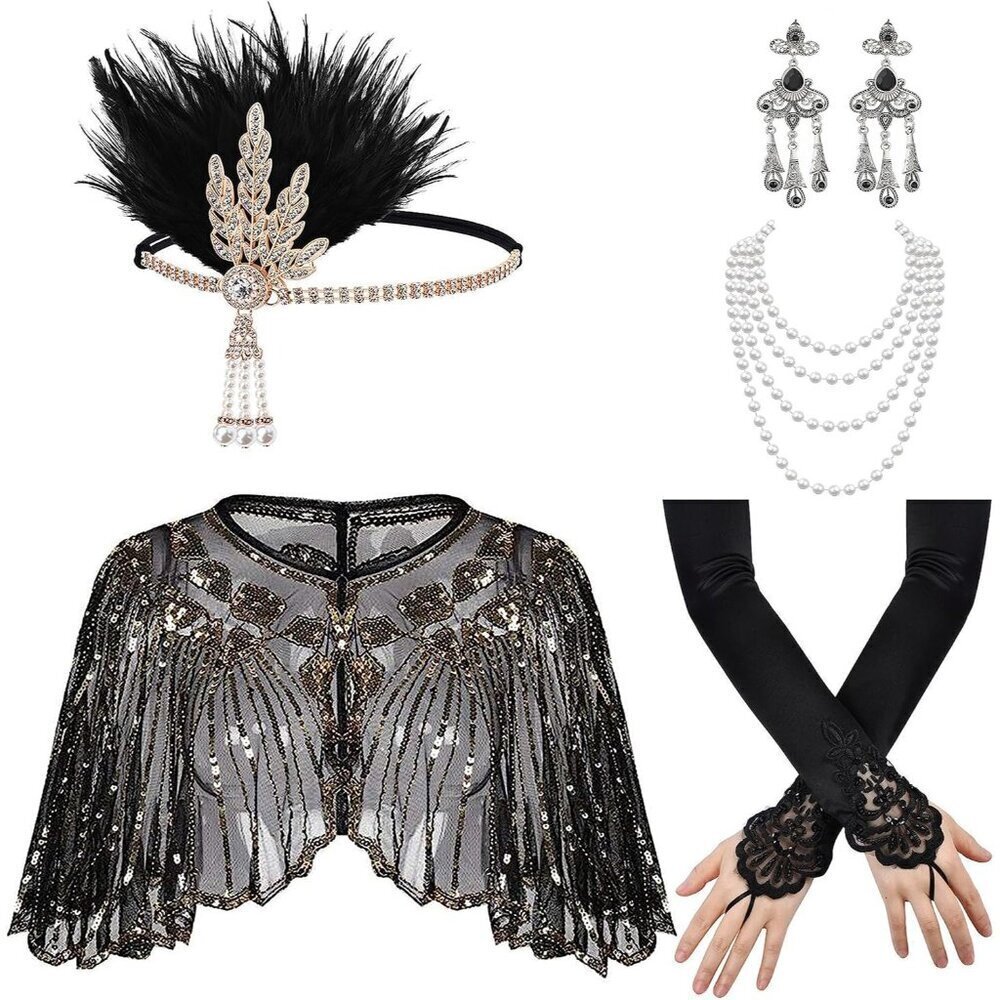 1920s Flapper Costume Accessory Kit Vintage Roaring 20s Women Gift